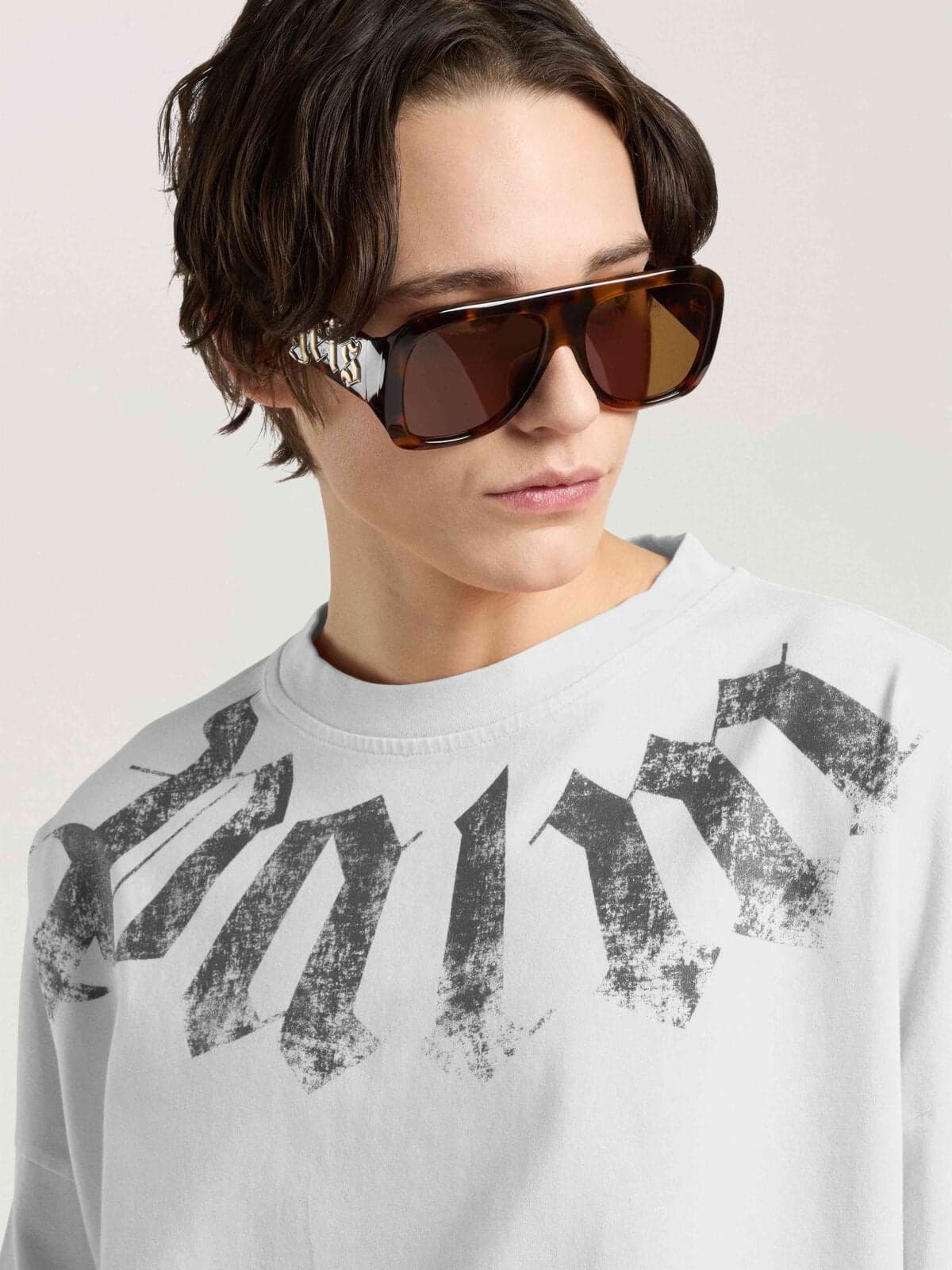 Palm Angels Big Neck Logo T-shirt, On the body