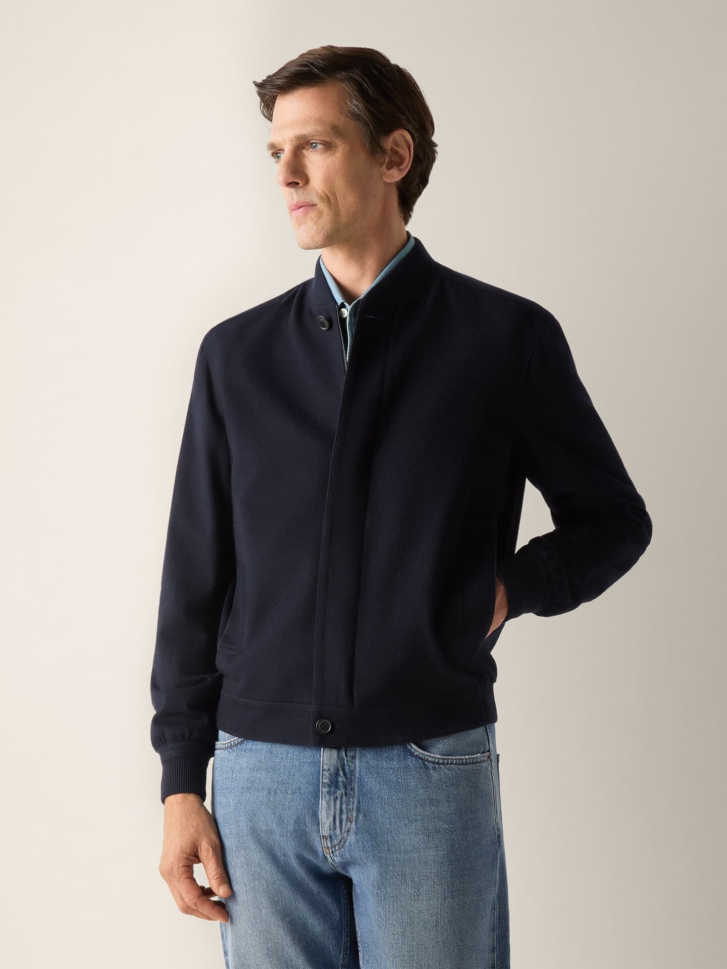 Zegna Bomber in Oasi Cashmere Elements, Indossato